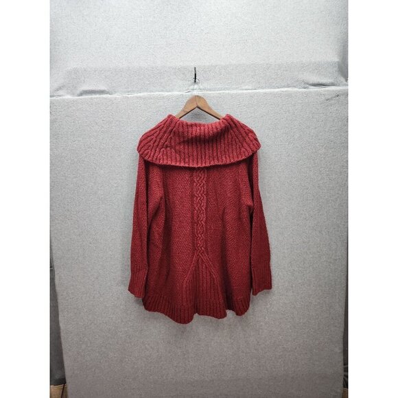 Thistle & Lavender Womens Cable Knit Sweater With Button Accents Red XL - Picture 5 of 5